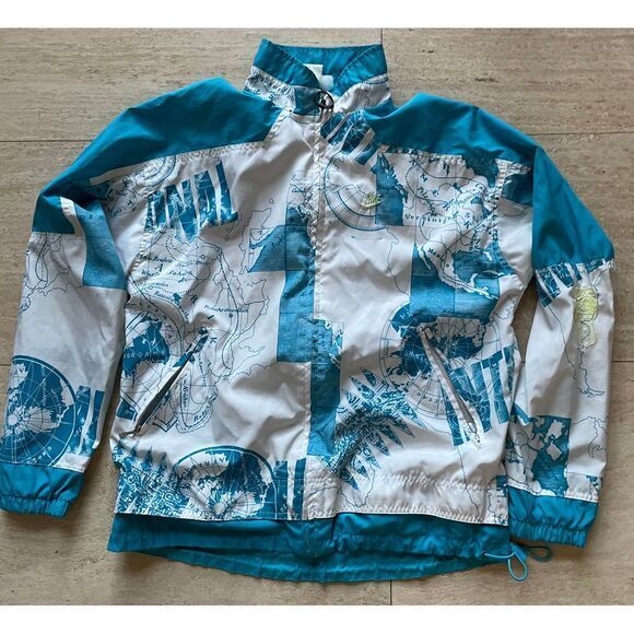 Nike Vtg 90s Map‎ Print Windbreaker Jacket Lightweight Outdoor Sportswear Men M